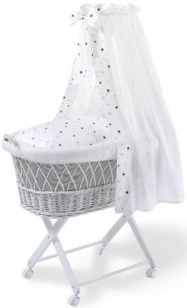 Lit berceau avec ciel blanc Babsi Petite Etoiles Rouge