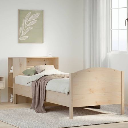 Lit bibliothèque sans matelas 100x200 cm bois massif de pin