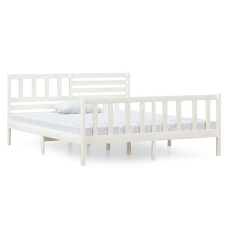 Lit Blanc Bois massif 140x190 cm
