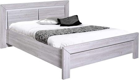 Lit bois de chêne gris avec éclairage à Led Maeva 140x190 cm