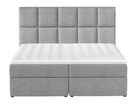 Lit boxspring simili cuir noir avec matelas et surmatelas Lizen