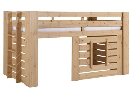 Lit cabane bois naturel GULIVER 90x200 - sommier inclus