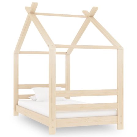 Lit cabane enfant Bois de pin massif 70x140 cm 2