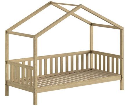 Lit cabane VIKAZ 90x200 cm - Chêne massif naturel