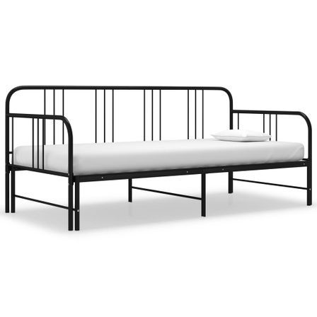 Lit canapé extensible noir en métal 90x200 cm Volda
