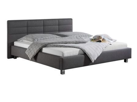 Lit capitonné tissu gris Valou 200x200 cm