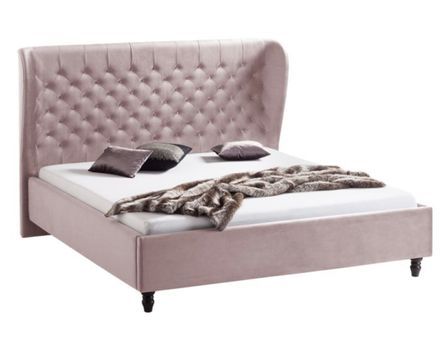 Lit capitonné tissu rose poudré Revour 140x200 cm
