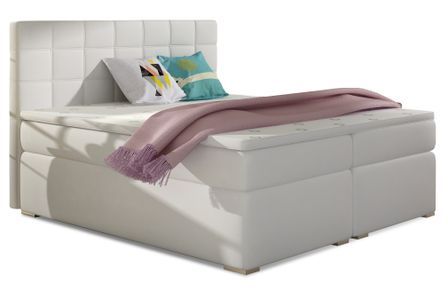 Lit chambre d'hôtel avec matelas simili cuir blanc Alko