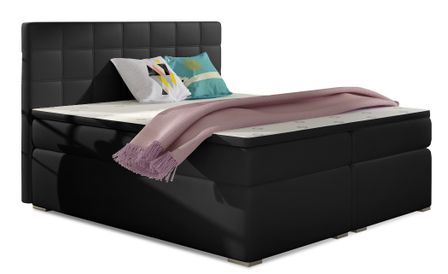 Lit chambre d'hôtel avec matelas simili cuir noir Alko