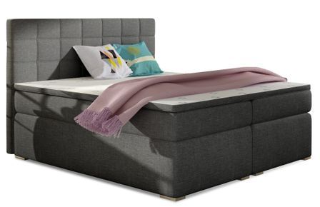 Lit chambre d'hôtel avec matelas tissu gris Alko