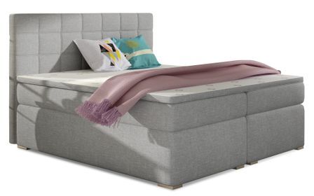 Lit chambre d'hôtel avec matelas tissu gris clair Alko