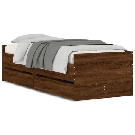 Lit classique en bois 1 place avec tiroirs Bazika – Style classique et optimisation de l’espace
