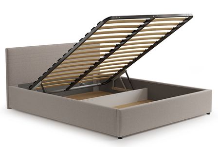 Lit coffre 140x200 cm tissu gris Vincennes