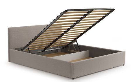 Lit coffre 160x200 cm tissu gris Vincennes