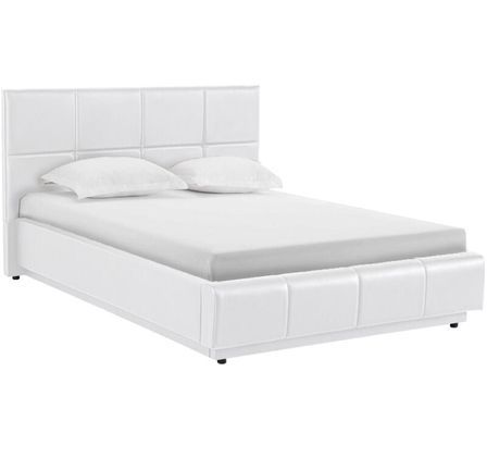 Lit coffre à led capitonné simili cuir Belo