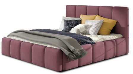 Lit coffre adulte VIKA – Lit capitonné en velours italien avec sommier relevable