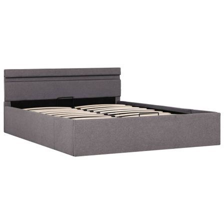 Lit coffre avec LED Taupe Tissu 120x200cm