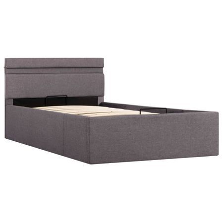 Lit coffre avec LED Taupe Tissu 90x200 cm