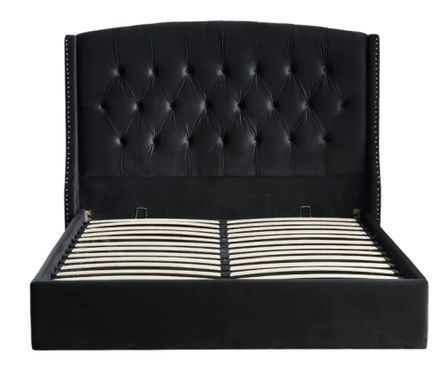 Lit coffre capitonné losange velours Vazal