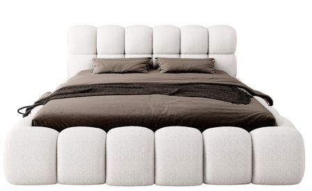 Lit coffre capitonné tissu boucle KINGSTONE – Luxe, confort et praticité réunis