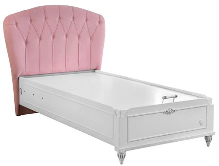Lit coffre enfant avec tête en tissu rose Romantika 100x200 cm