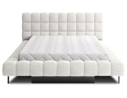 Lit coffre KOPA en tissu bouclette capitonné
