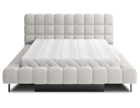 Lit coffre KOPA en tissu bouclette capitonné