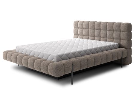Lit coffre KOPA en tissu bouclette capitonné