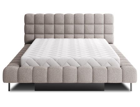 Lit coffre KOPA en tissu bouclette capitonné