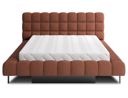 Lit coffre KOPA en tissu bouclette capitonné