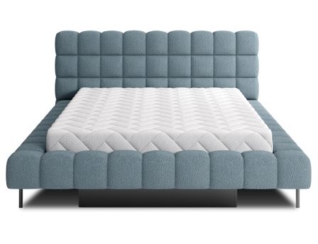 Lit coffre KOPA en tissu bouclette capitonné