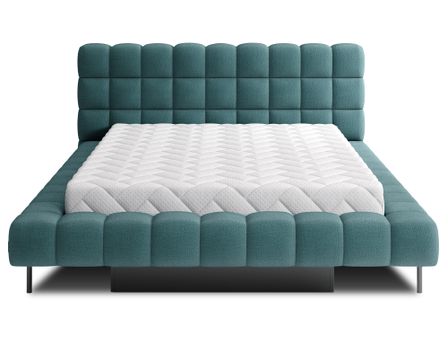 Lit coffre KOPA en tissu bouclette capitonné