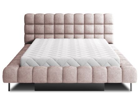 Lit coffre KOPA en tissu bouclette capitonné