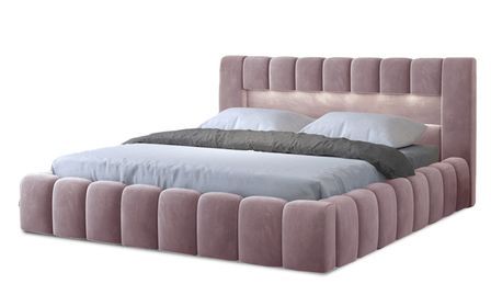 Lit coffre Luto prestige - Design tapissé velours et Led
