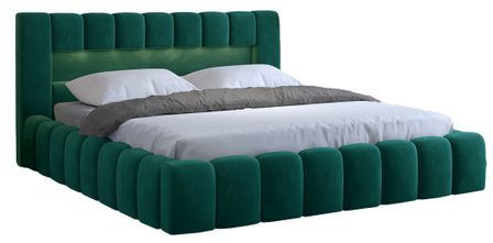 Lit coffre Luto prestige - Design tapissé velours et Led