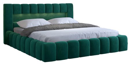 Lit coffre Luto prestige - Design tapissé velours et Led