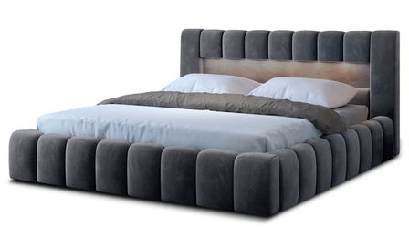 Lit coffre Luto prestige - Design tapissé velours et Led