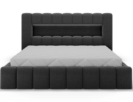 Lit coffre LUTO Prestige – Tissu bouclette, coffre de rangement & LED