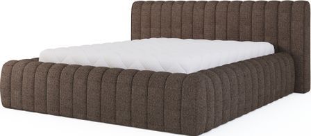 Lit coffre MADERA Prestige en tissu avec tête de lit capitonnée et sommier relevable