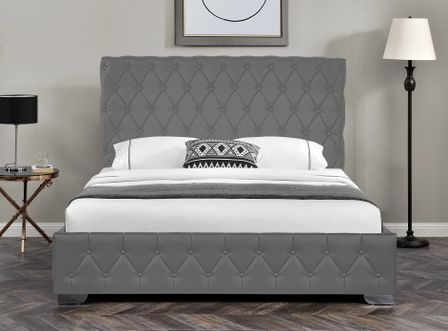 Lit coffre matelassé simili cuir gris Kael 180x200 cm