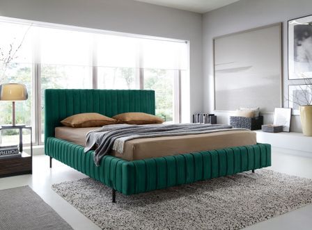 Lit coffre Plika prestige – Design et tissu doux haut de gamme pour un confort absolu