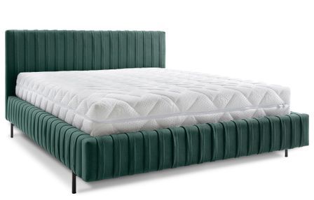 Lit coffre Plika prestige – Design et tissu doux haut de gamme pour un confort absolu