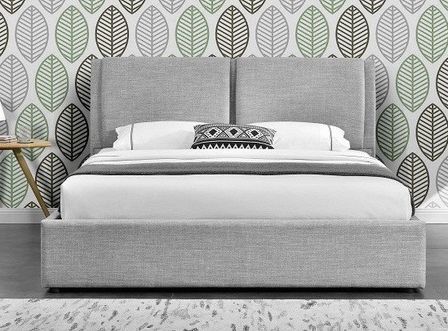 Lit coffre tissu gris clair Kelia 140x190 cm
