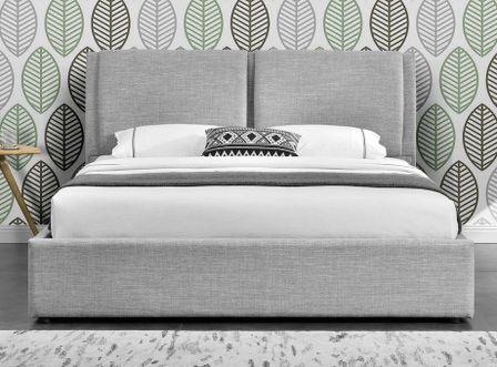 Lit coffre tissu gris clair Kelia 160x200 cm
