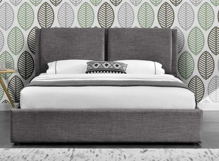 Lit coffre tissu gris foncé Kelia 140x190 cm