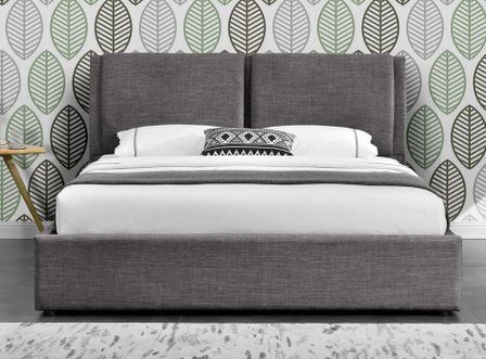 Lit coffre tissu gris foncé Kelia 160x200 cm