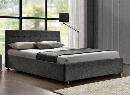 Lit coffre tissu gris foncé Comett 160x200 cm