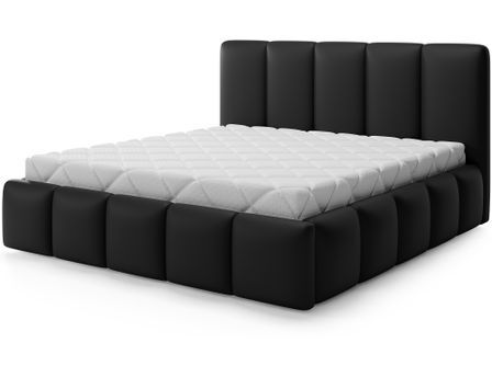 Lit coffre VIKA en simili cuir capitonné avec sommier relevable