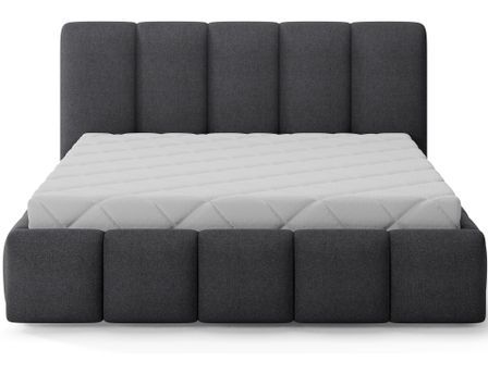 Lit coffre VIKA en tissu capitonné avec sommier relevable