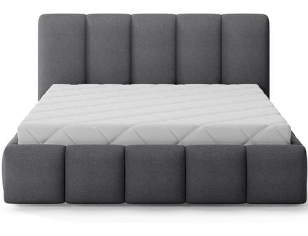Lit coffre VIKA en tissu capitonné avec sommier relevable